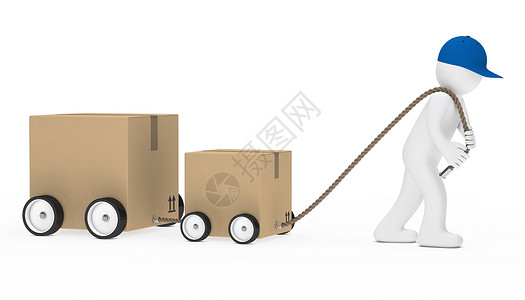 拖动man 绘图软件包回收盒子尺码纸板包装工人货运空白货物数字背景
