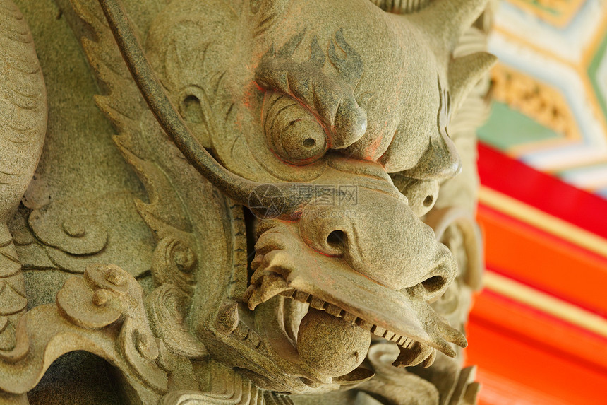 寺庙中的龙雕像异国文化装饰品监护人情调运气仪式力量旅行历史图片