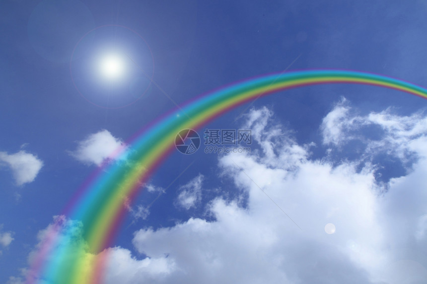 云和蓝色的天空彩虹天气阳光云景天堂多云白色柔软度图片