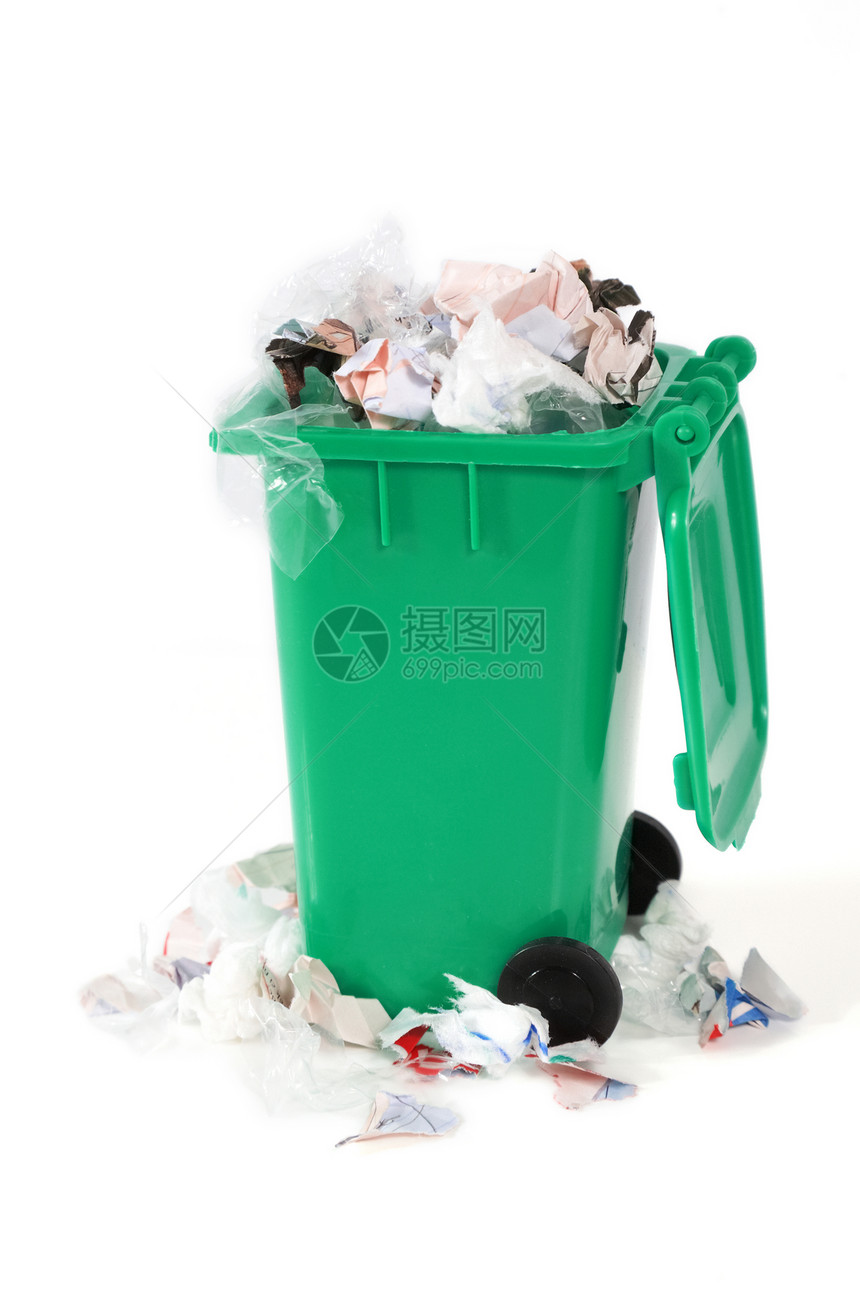 堆满垃圾箱白色盒子塑料团体垃圾桶存储命令环境浪费回收图片