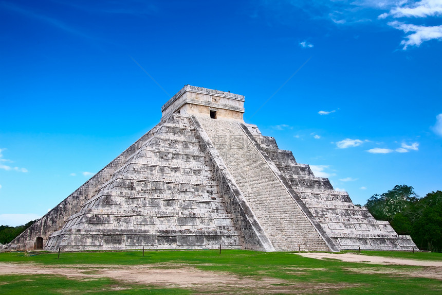 墨西哥建筑学楼梯石头寺庙神话蓝色半岛旅游羽蛇考古学图片