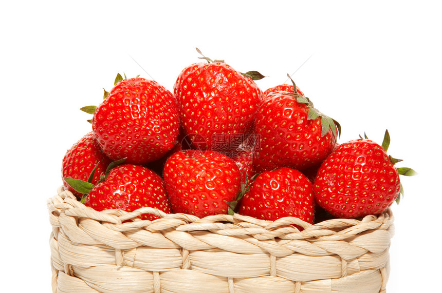 篮子中的草莓浆果收获甜点香气食物团体白色水果种子肉质图片