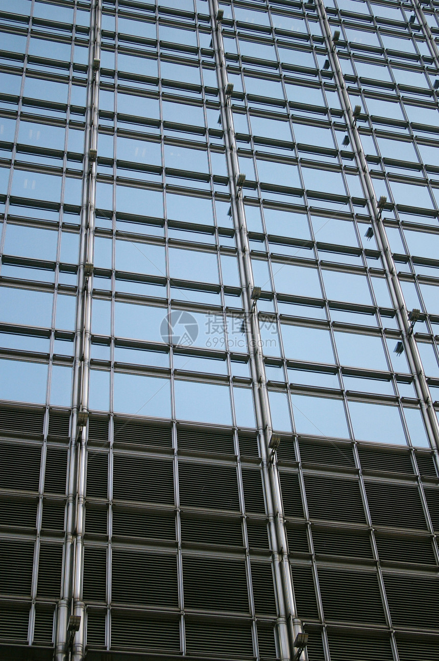 办公大楼外外部蓝色生长技术办公室场景摩天大楼商业建筑玻璃天空图片