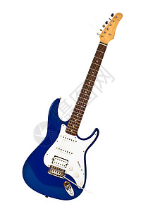 蓝色吉他蓝蓝色电吉他指板细绳旋钮酒吧机器灰色棕色抛光岩石战略背景