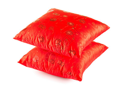 吹军号2个红色装饰枕头背景