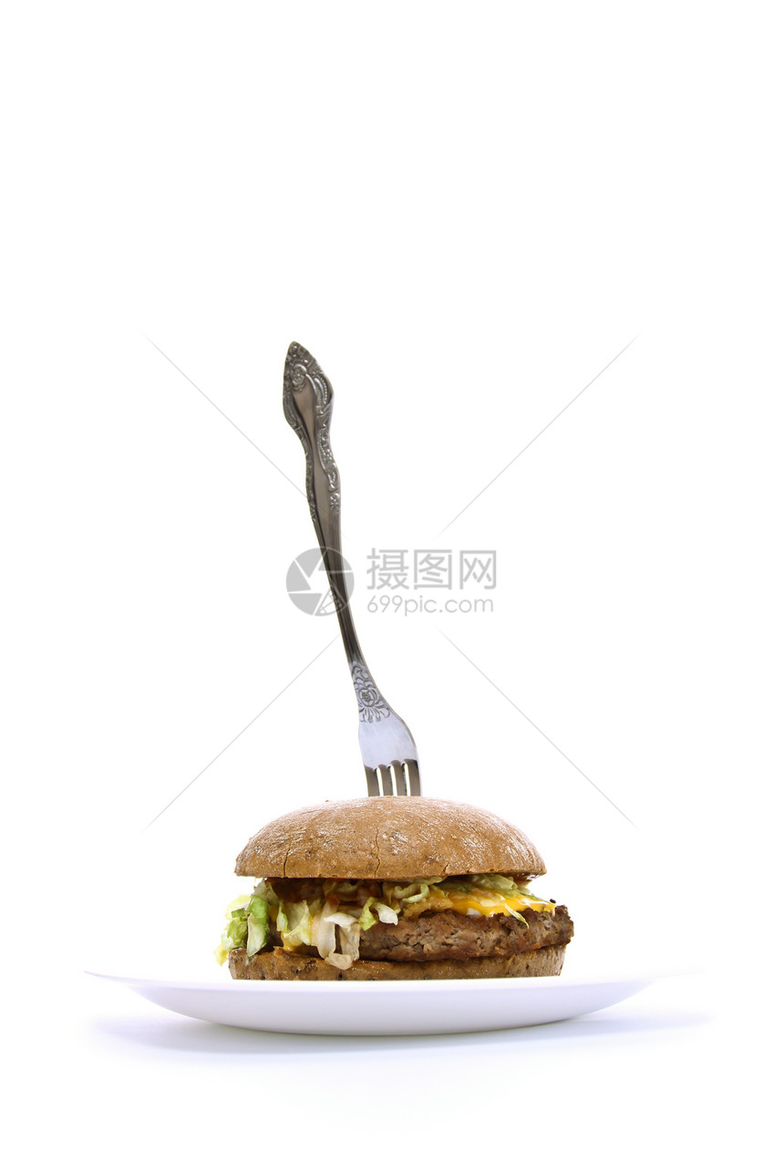 叉子卡在脂肪三明治里图片