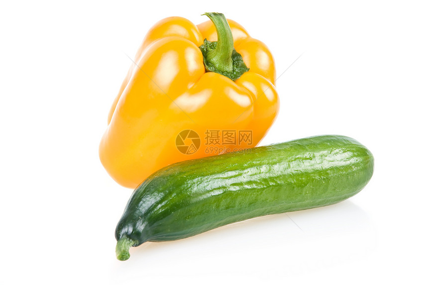 黄红辣椒和黄瓜蔬菜图片