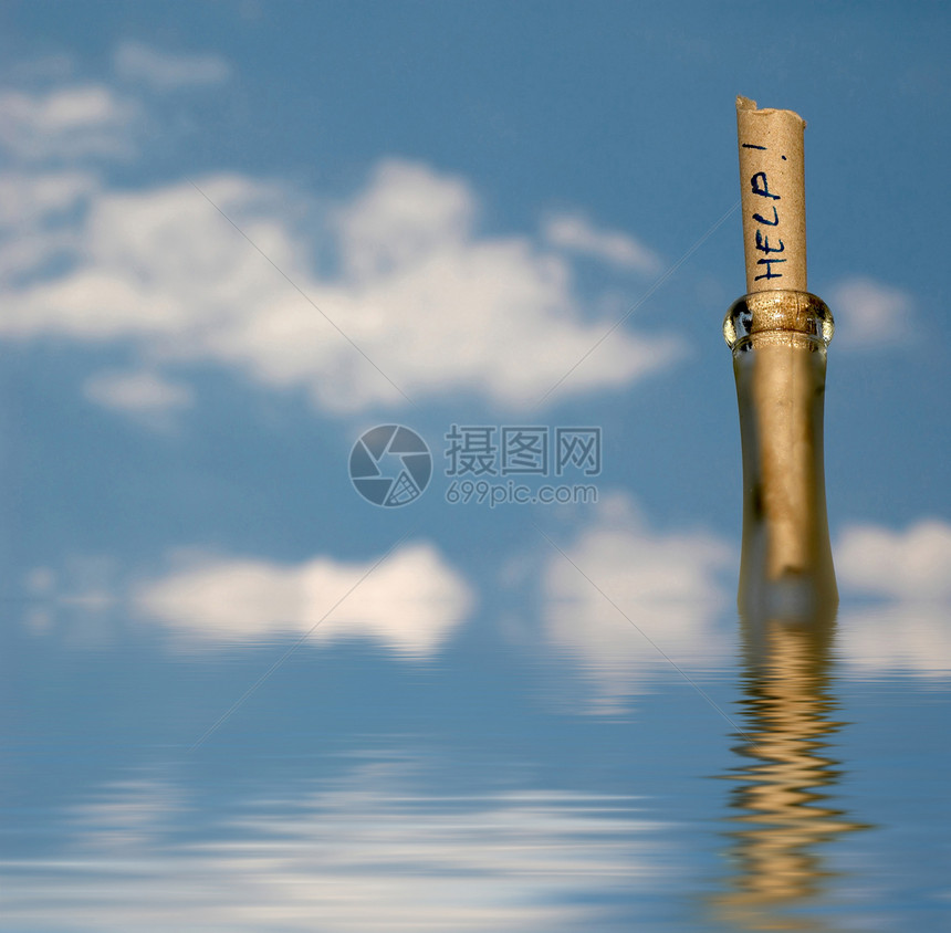 纸张帮助天空洪水瓶子风景海滩海浪邮件全球生存笔记图片