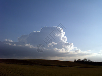 蓝色天空 绿地3上白云背景图片