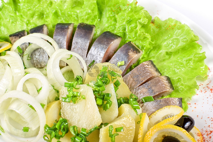 土豆先生沙拉鲱鱼蔬菜鱼片熟食营养食物小吃美食工作室图片