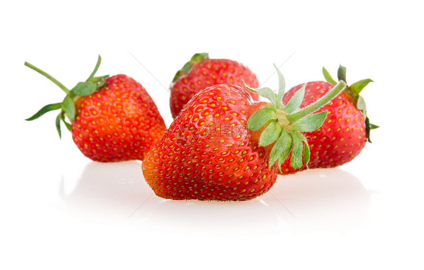红草莓水果和绿叶维生素膳食团体食物绿色收成白色生活美味红色图片