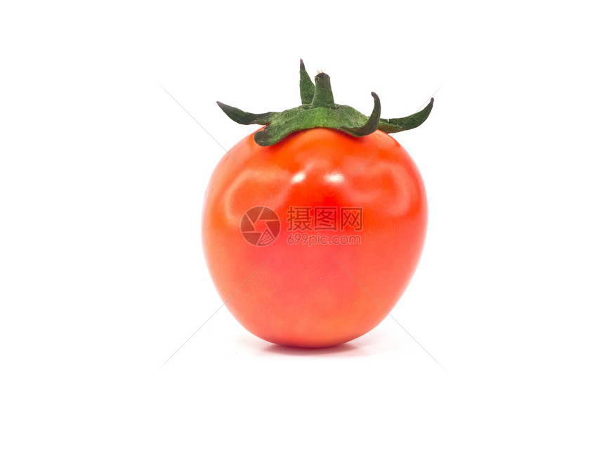 一个番茄蔬菜宏观白色圆形营养美食红色绿色食物图片