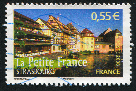 法国斯特拉斯堡斯特拉斯堡古董涟漪邮戳窗户邮票房子历史性衬套大厦植物背景