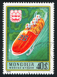 圆体古董竞争明信片邮票邮件游戏男人历史性雪橇信封背景图片