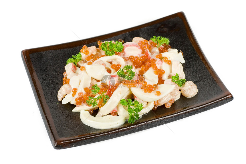 海食沙拉熟食甲壳螃蟹奢华蟹肉海鲜午餐拼盘洋葱动物图片
