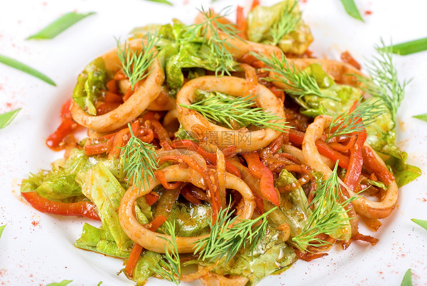 海食沙拉饮食蔬菜营养食物盘子小吃树叶胡椒香料果汁图片