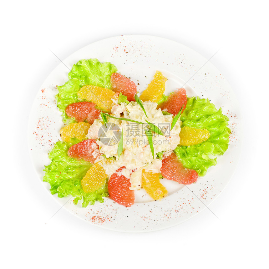 海鲜沙沙拉盘子小吃饮食柚子菜单草药食物胡椒蔬菜美食图片