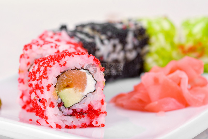 寿司卷沙拉寿司饮食芝麻食物鳗鱼海鲜鱼子美味面条图片
