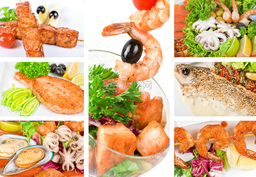 鱼套鱼熟食熏制油炸鲭鱼美食鱼子贝类蔬菜鳟鱼鱿鱼图片