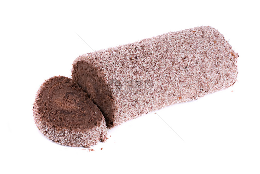 巧克力瑞士卷糕点日志糖果蛋糕奶油奶制品海绵烹饪磨砂食物图片