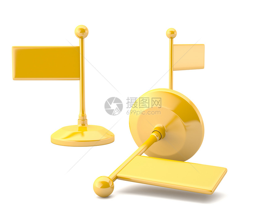 三面金旗工具白色锦旗指针金子玩具导航黄色插图塑料图片