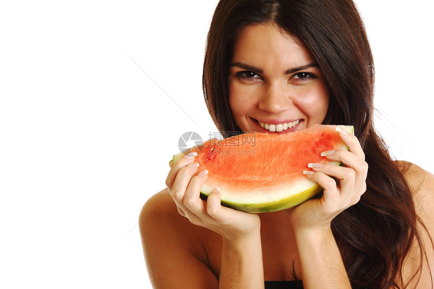 吃西瓜饮食女士水果喜悦成人营养女孩果汁青年女性图片