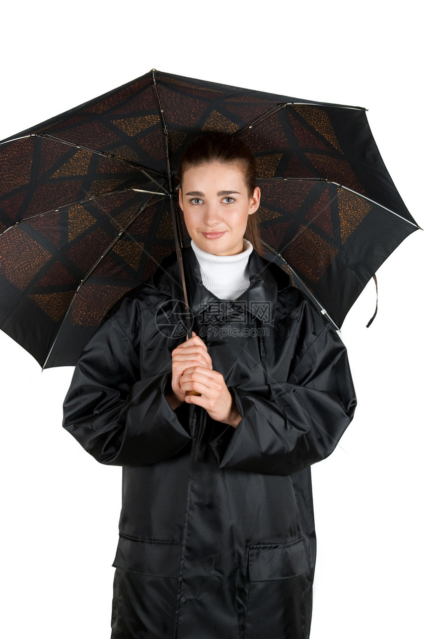 伞式雨伞工作室女士女性天空头发微笑季节乐趣天气女孩图片