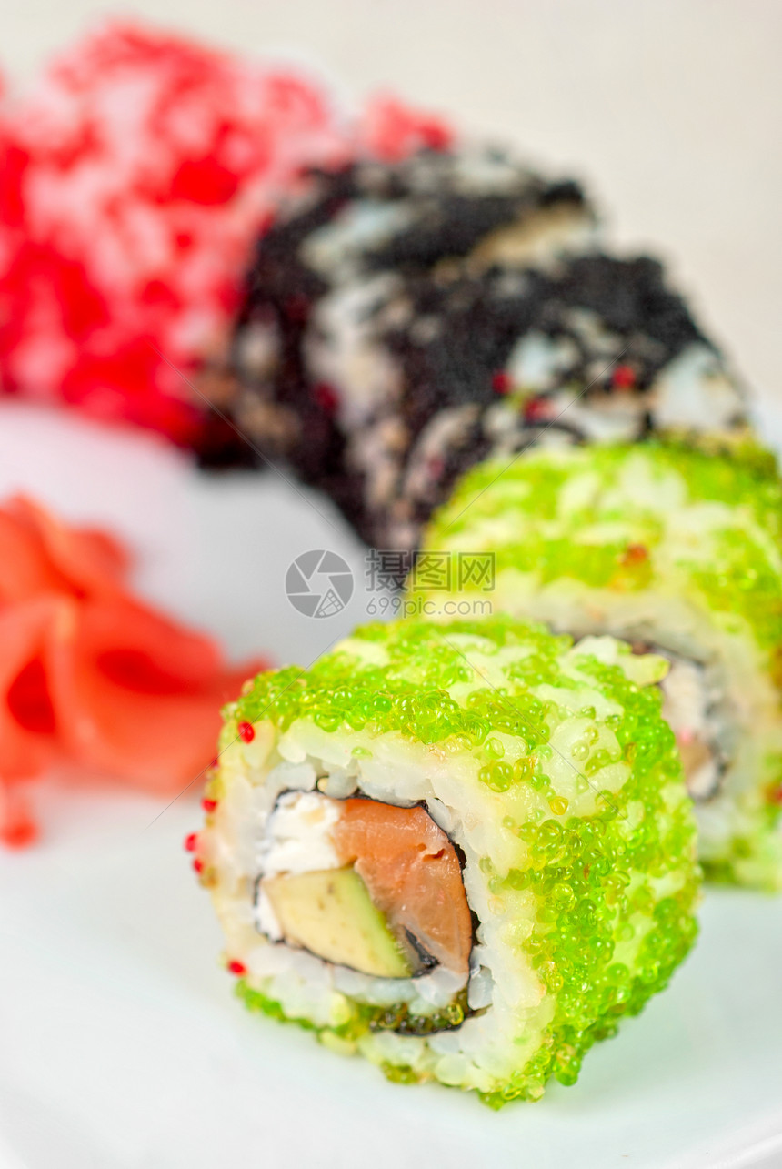 寿司卷鱼子沙拉饮食食物美味芝麻午餐面条盒子寿司图片