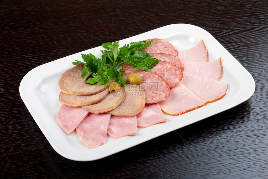 肉类类熏制盘子美食火腿蔬菜洋葱食物舌头猪肉团体图片