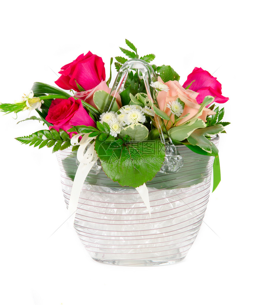 一堆玫瑰惊喜柔软度香味卡片花瓶玻璃花束植物群邀请函生日图片