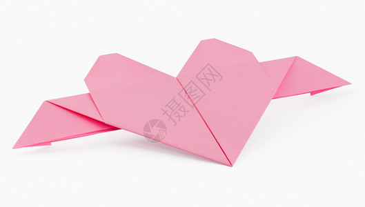 纸张心脏对角线紫色模仿折纸创造力正方形艺术对称白色粉色背景图片