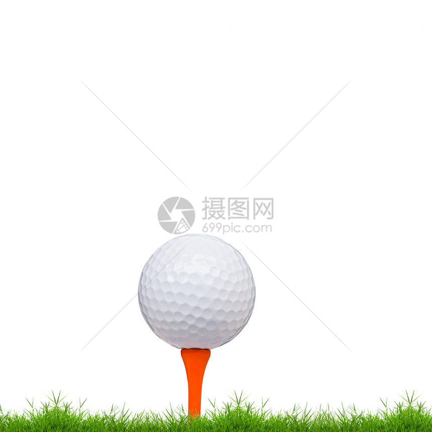 隔离绿草上的高尔夫球和高尔夫球运动俱乐部游戏绿色圆圈空白曲线白色物品竞赛图片