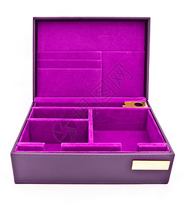 白色背景上孤立的紫色皮箱背景图片