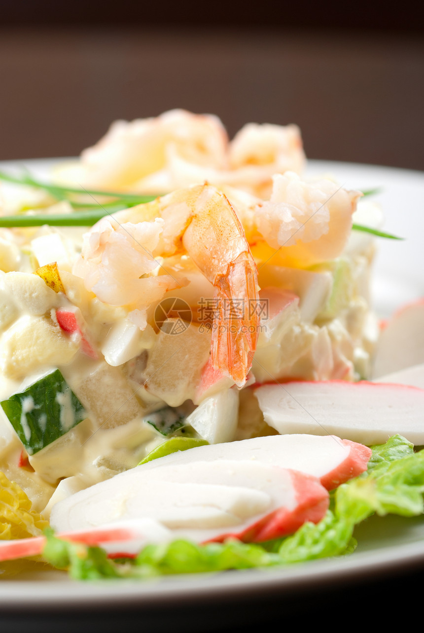海沙拉蔬菜小吃树叶螃蟹海鲜烹饪沙拉宏观午餐土豆图片