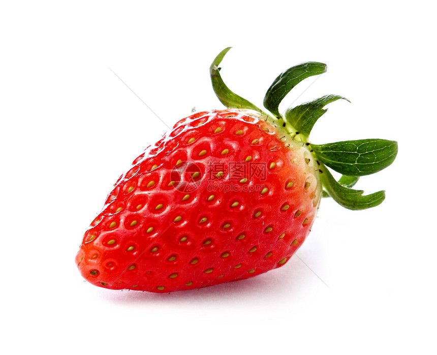 白上隔离的草莓红色绿色食物水果白色健康图片