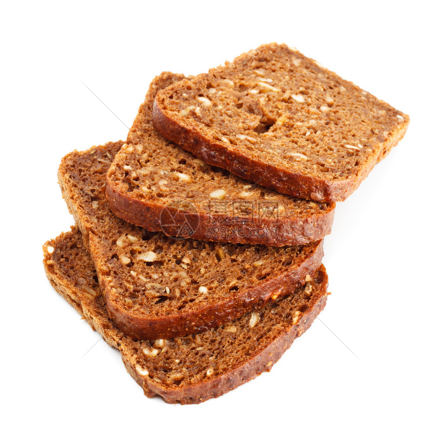 谷物面包切片棕色正方形食物营养玉米烘烤食品白色糕点照片图片