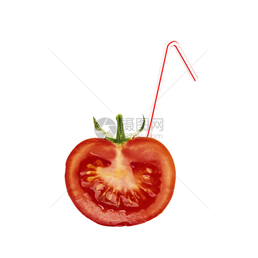 配鸡尾棒的番茄片红色宏观果汁白色蔬菜食物植物美味图片