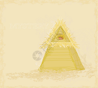 古代金字形眼设计羊皮纸金字塔阴谋邮票理论法典棕褐色插图边界秩序背景图片