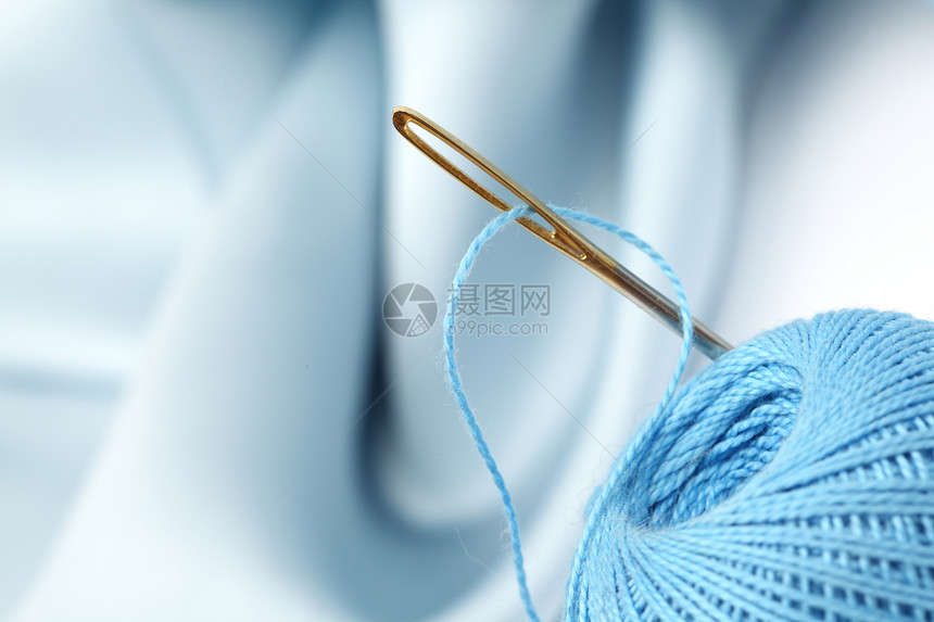 线刺绣材料布料爱好棉布细绳衣服织物蓝色工作图片