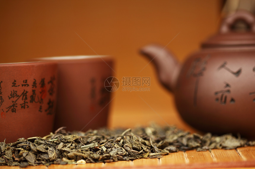 中国茶食物竹子咖啡店传统杯子厨房早餐饮料宏观植物图片