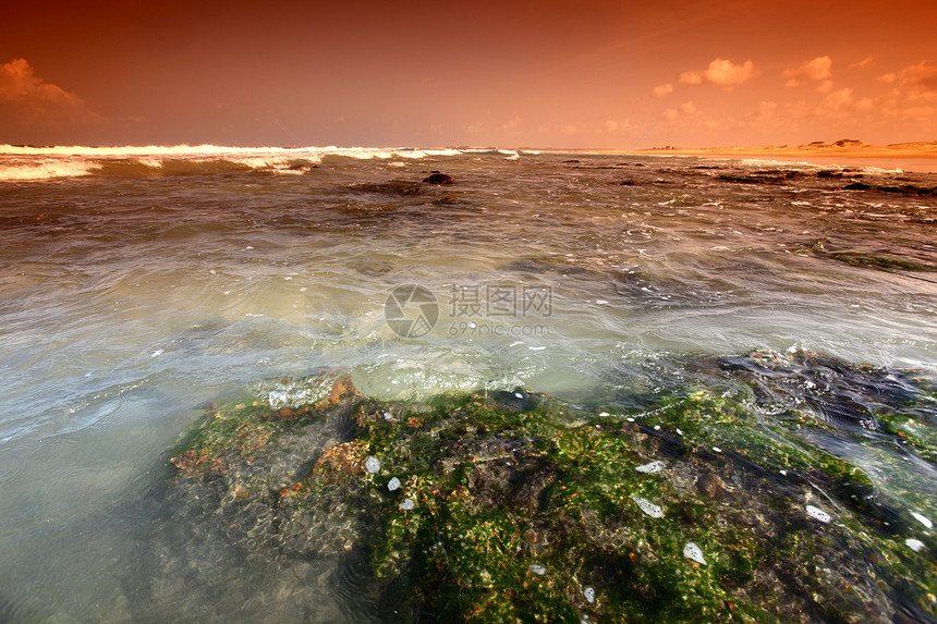 珊瑚礁支撑天空石头蓝色热带海岸线海景岩石情调海岸图片