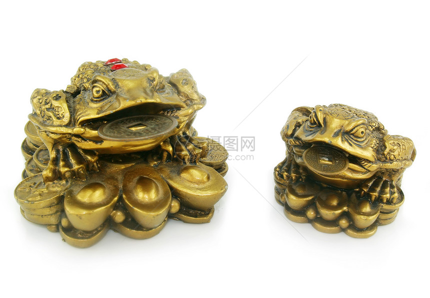 两只青蛙的雕像 与中国人隔离运气蟾蜍蹼状青铜石头铸件艺术玩具硬币花园图片