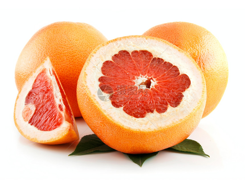 白纸上孤立的叶子切片葡萄水果情调柚子甜点种子异国美食维生素市场食物粮食图片