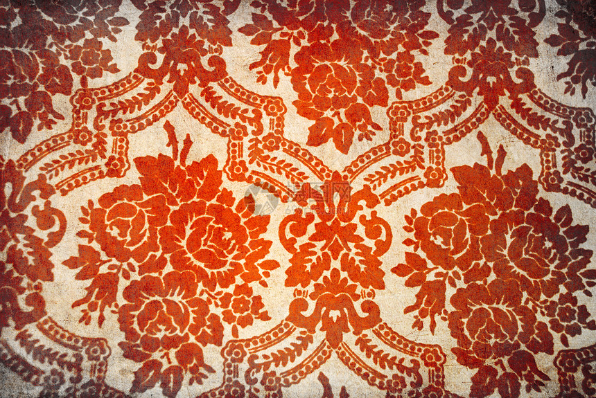 用于背景的花样壁纸纺织品织物叶子植物装饰品植物学滚动卷曲玫瑰墙纸图片