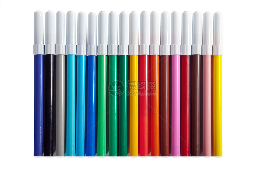 彩色标记彩虹绘画创造力调色板宏观教育橙子办公室乐器蜡笔图片
