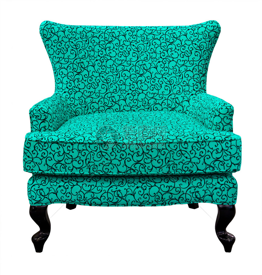 孤立的绿色沙发插图座位奢华风格扶手椅家具雕刻蓝色装饰衣服图片