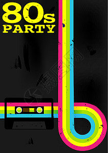 Retro 海报迪厅派对舞蹈插图黑色创造力磁带传单音乐俱乐部背景图片