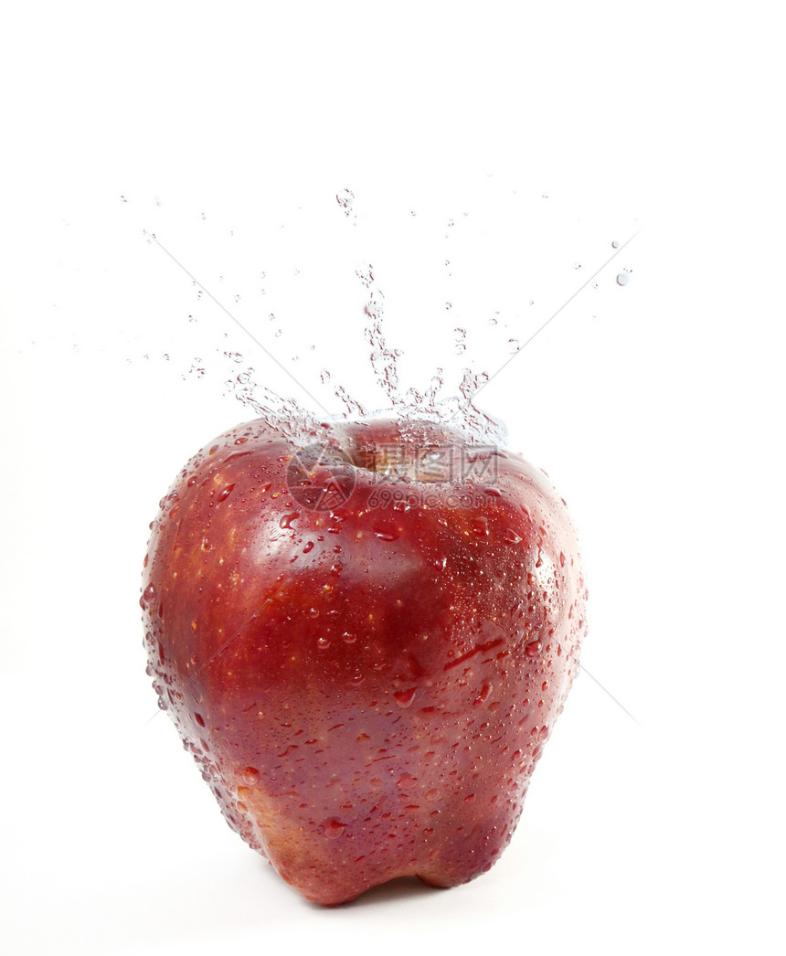 红苹果红色居住水果液体运动流动气泡食物白色波纹图片