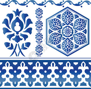 伊斯兰的一些设计要素繁荣绘画艺术品框架艺术纺织品叶子花丝边界漩涡背景图片