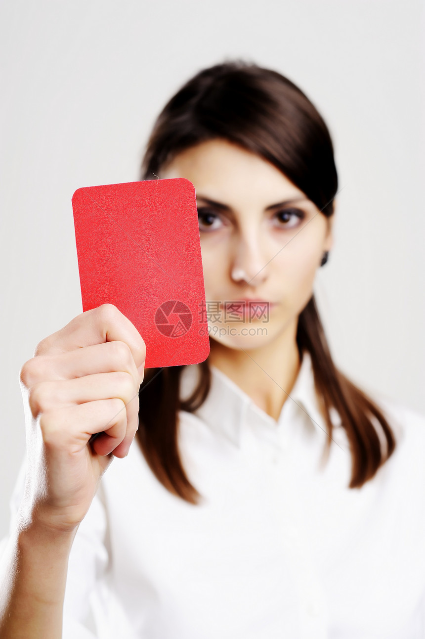 红卡女孩女士广告红色惩戒裁判运动惩罚空白经理卡片图片